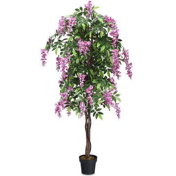 6-Feet Artificial Wisteria Silk Indoor-Outdoor Tree with Adjustable Tree Branche