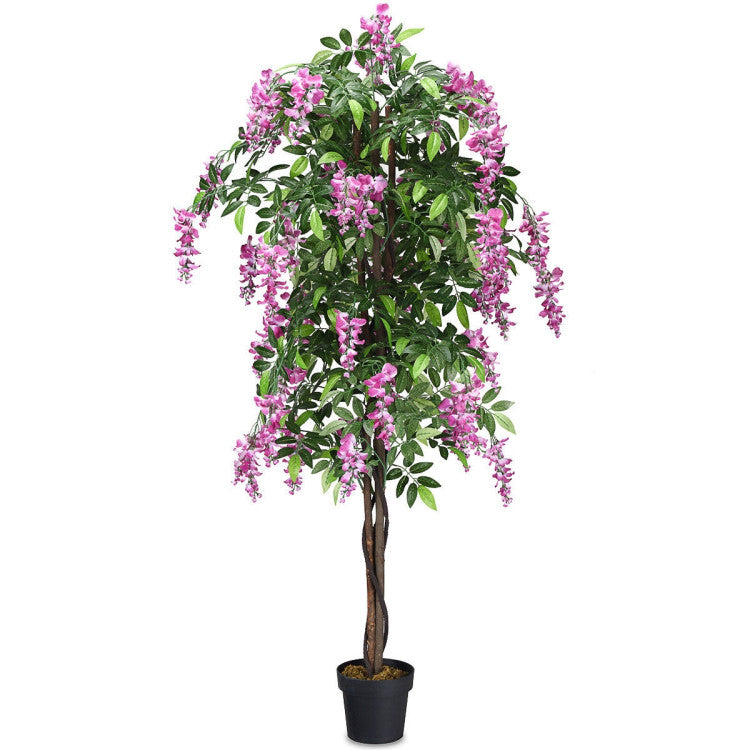 6-Feet Artificial Wisteria Silk Indoor-Outdoor Tree with Adjustable Tree Branche