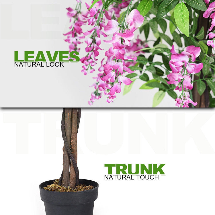 6-Feet Artificial Wisteria Silk Indoor-Outdoor Tree with Adjustable Tree Branche
