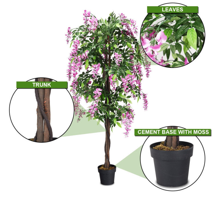 6-Feet Artificial Wisteria Silk Indoor-Outdoor Tree with Adjustable Tree Branche