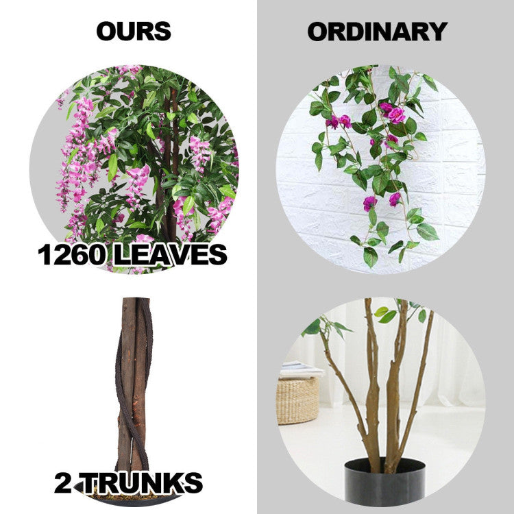 6-Feet Artificial Wisteria Silk Indoor-Outdoor Tree with Adjustable Tree Branche