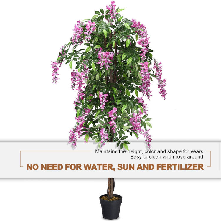 6-Feet Artificial Wisteria Silk Indoor-Outdoor Tree with Adjustable Tree Branche