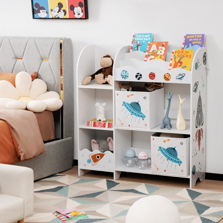 Wooden Storage Cabinet with Storage Bins for Children