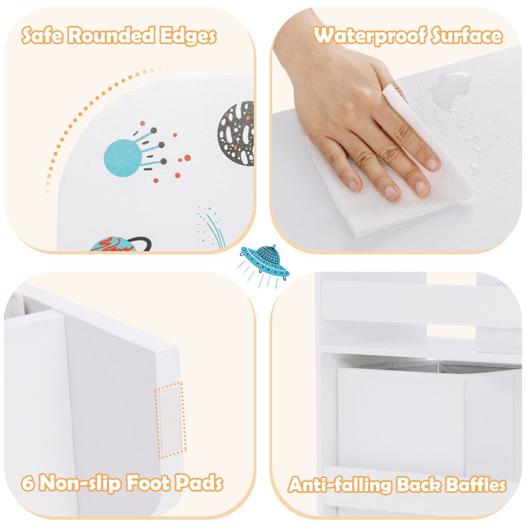 Wooden Storage Cabinet with Storage Bins for Children