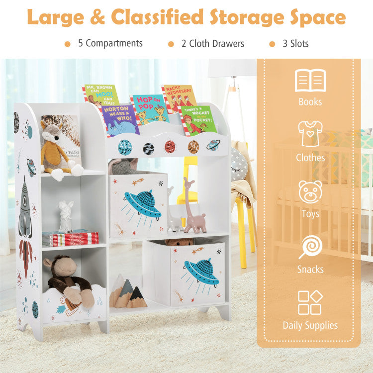 Wooden Storage Cabinet with Storage Bins for Children
