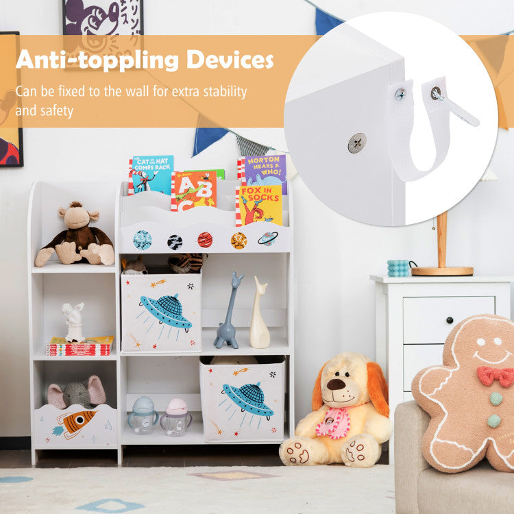 Wooden Storage Cabinet with Storage Bins for Children