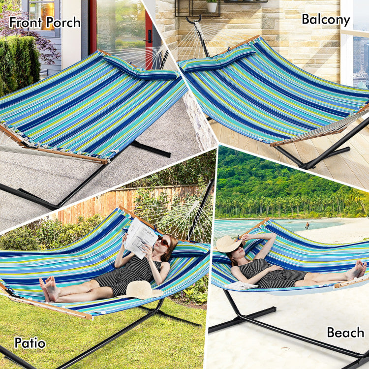 Patio Hammock Foldable Swing Chair Bed with Detachable Pillow