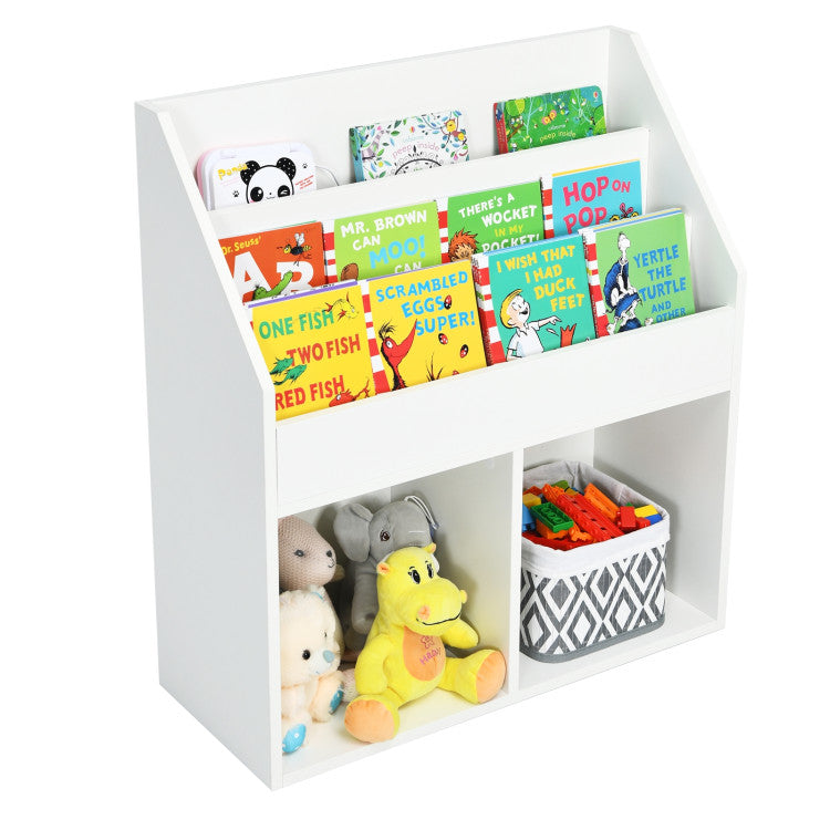 Kids Wooden Bookshelf Bookcase Children Toy Storage Cabinet Organizer