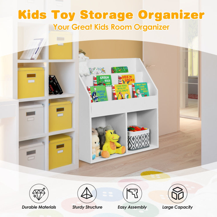 Kids Wooden Bookshelf Bookcase Children Toy Storage Cabinet Organizer
