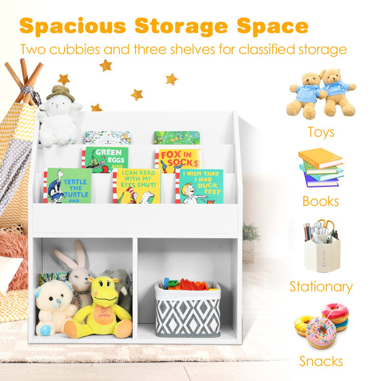 Kids Wooden Bookshelf Bookcase Children Toy Storage Cabinet Organizer