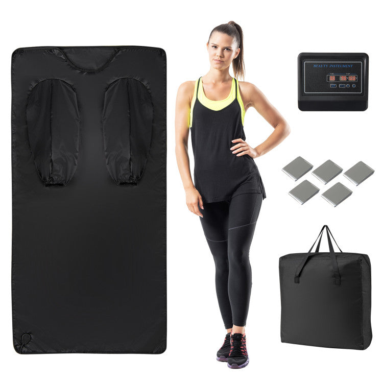 Infrared Sauna Blanket for Home Use with Arm Sleeves Wraps and Carry Bag