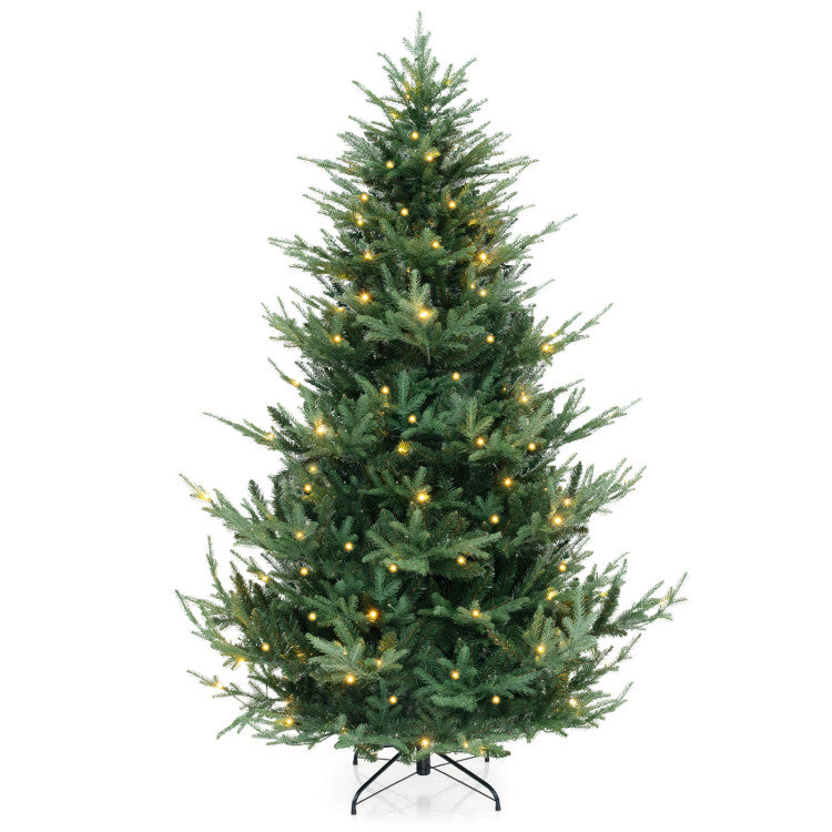 6/7/8 Feet Pre-Lit Artificial Christmas Tree with Warm White LED Lights and Branch Tips