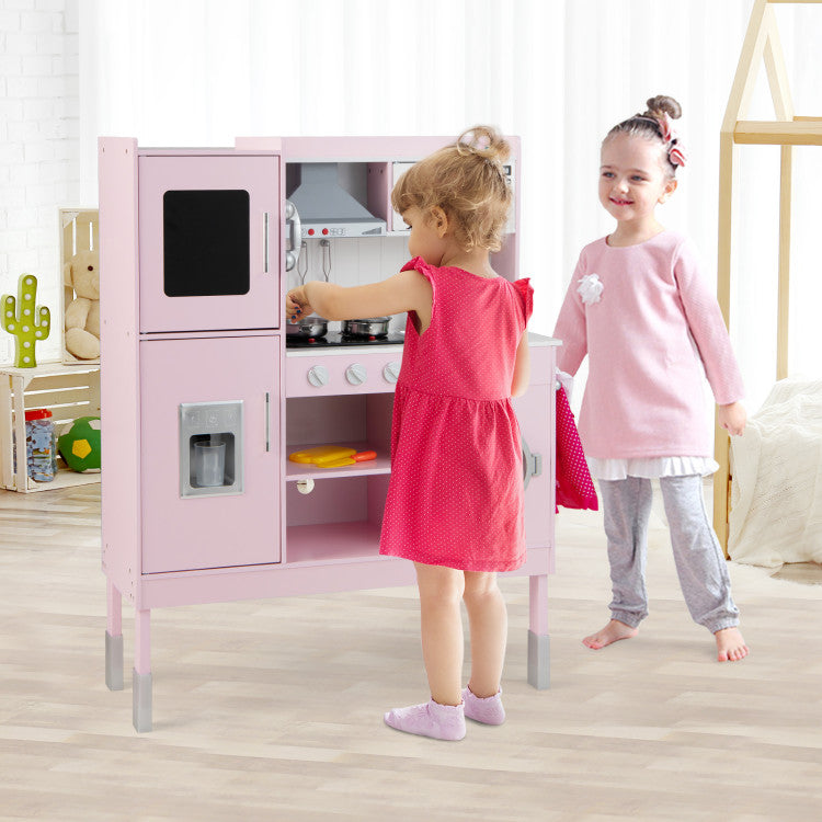 Pretend Play Kitchen with 16 Pieces Accessories for Kids