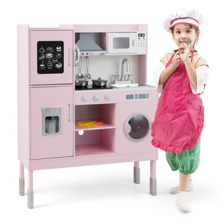 Pretend Play Kitchen with 16 Pieces Accessories for Kids