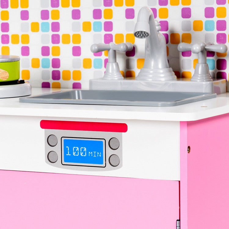 Kid's Wooden Pretend Cooking Play Kitchen Set