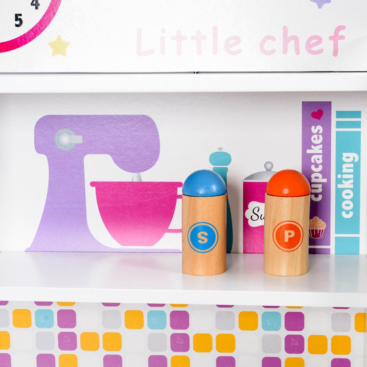 Kid's Wooden Pretend Cooking Play Kitchen Set