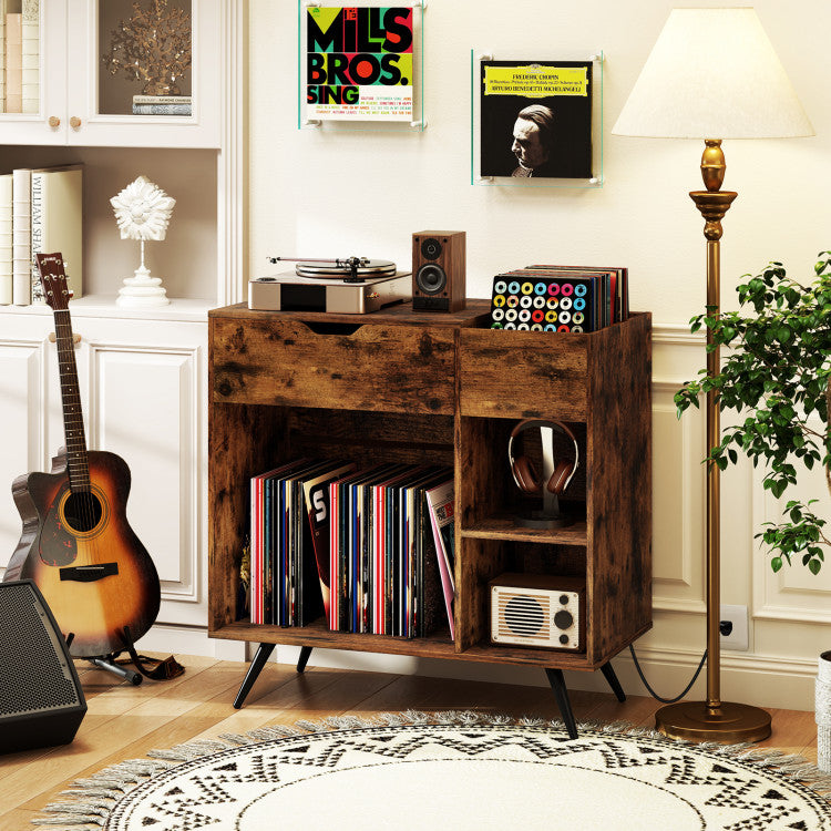 Record Player Stand with Power Outlet