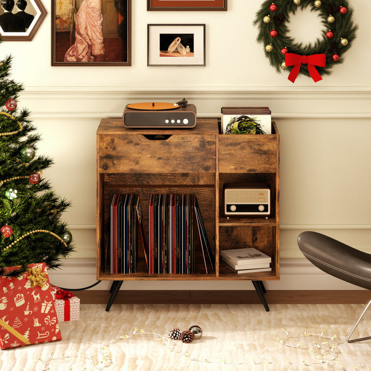 Record Player Stand with Power Outlet
