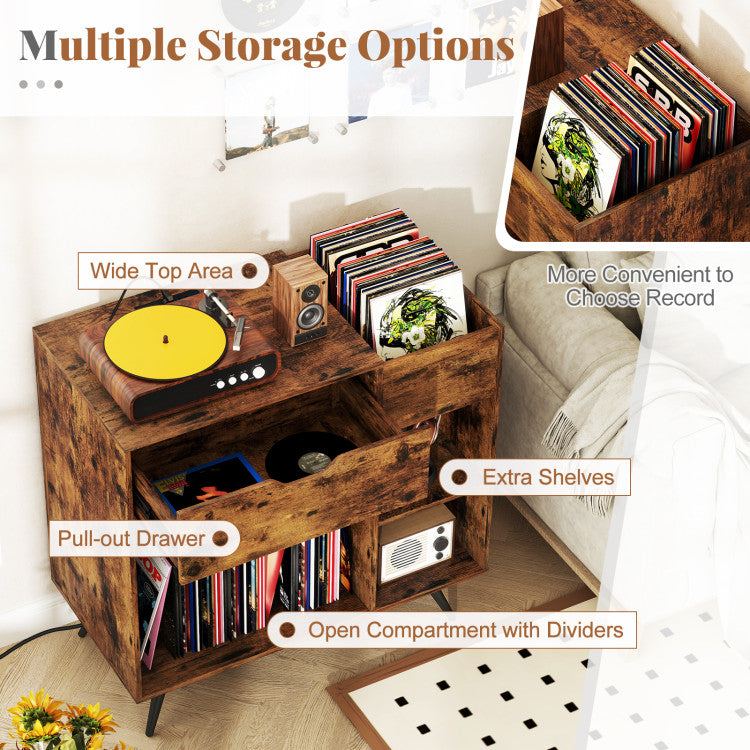Record Player Stand with Power Outlet