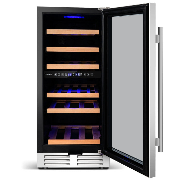 30-Bottle Freestanding Wine Cooler with Temp Memory and Dual Zones