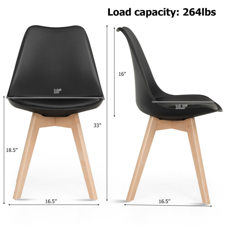 Set of 4 Modern High Backrest Dining Chairs with Wooden Legs
