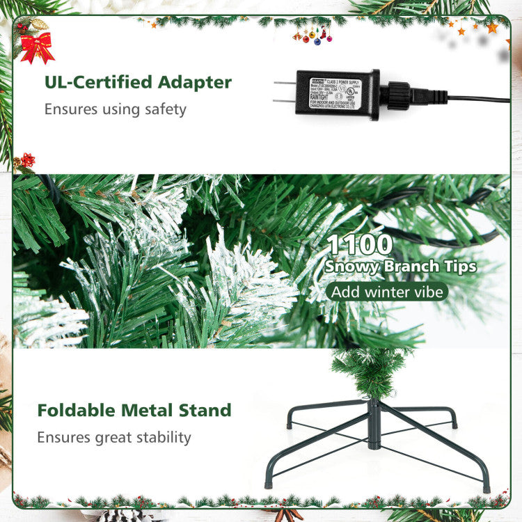 7.5 Feet Pre-Lit Snowy Upside Down Christmas Tree 1100 Tips