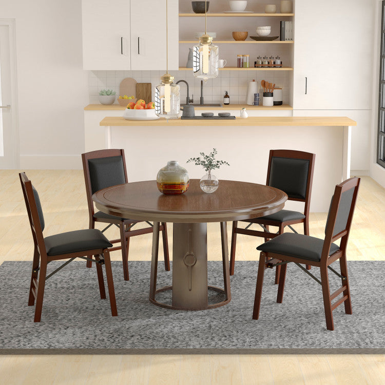 Set of 2 Folding Dining Chairs with Padded Seat and High Backrest