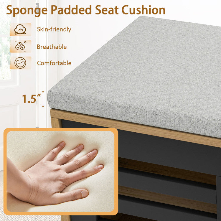 Shoe Storage Bench with 6 Compartments and 3 Adjustable Shelves