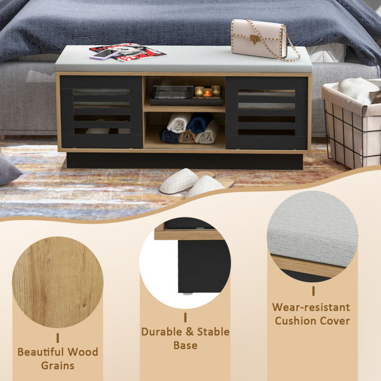Shoe Storage Bench with 6 Compartments and 3 Adjustable Shelves