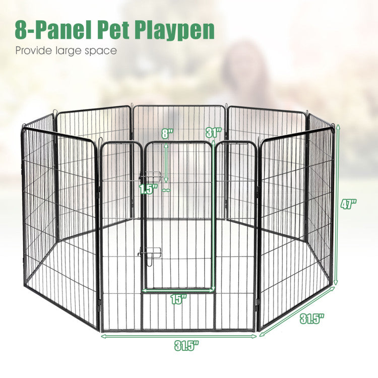 8 Metal Panel Heavy Duty Pet Playpen Dog Fence with Door