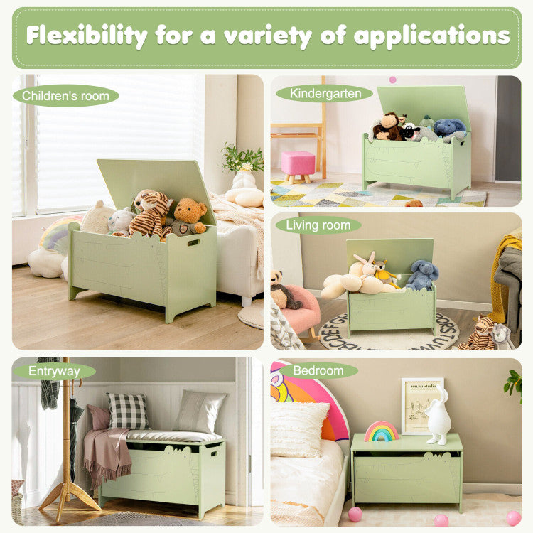 Wooden Kids Toy Box with Safety Hinge