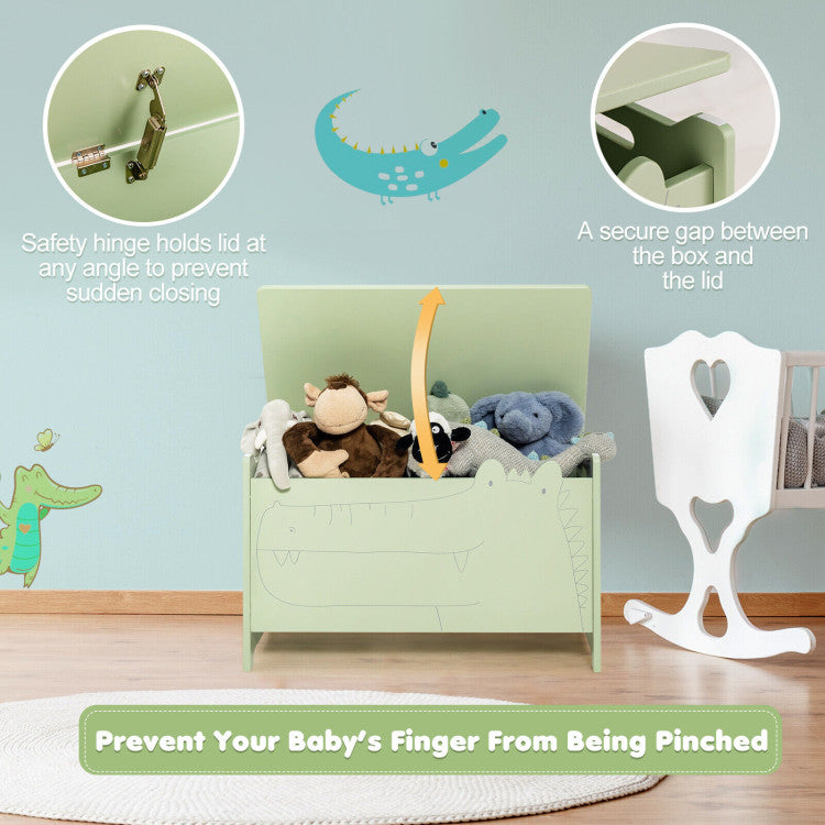 Wooden Kids Toy Box with Safety Hinge
