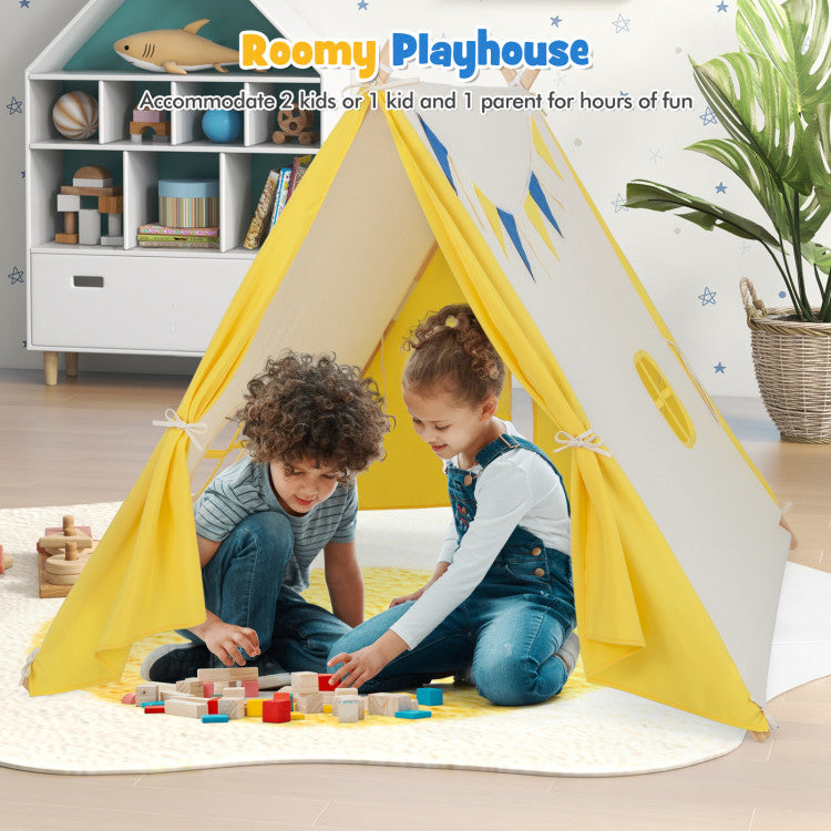 Kids Play Tent with Solid Wood Frame Holiday Birthday Gift & Toy for Boys & Girls