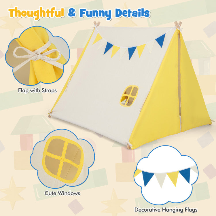 Kids Play Tent with Solid Wood Frame Holiday Birthday Gift & Toy for Boys & Girls