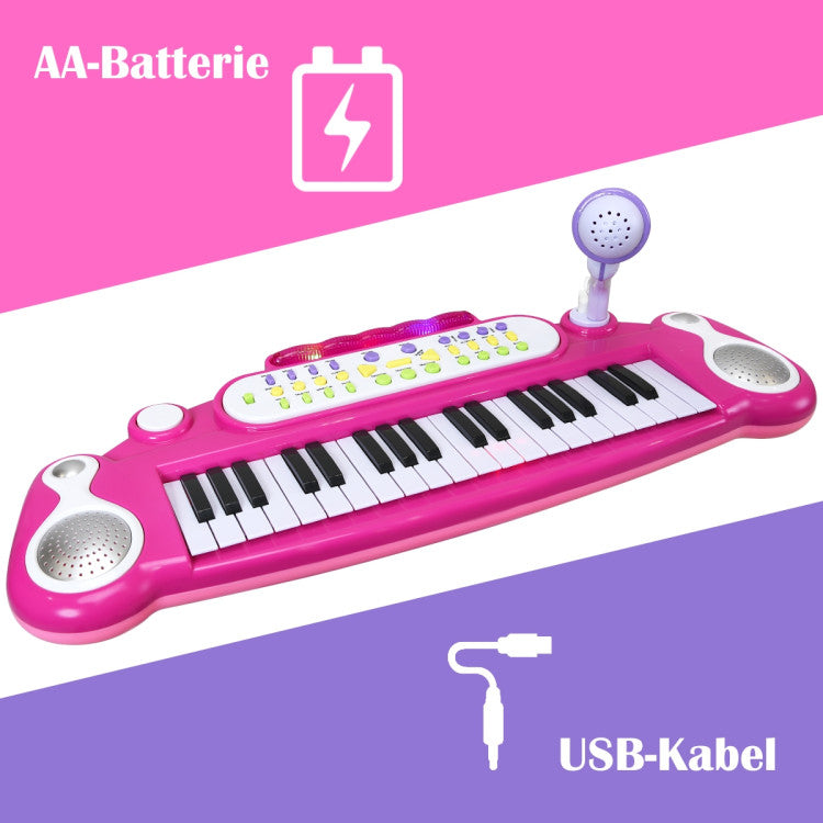 37 Key Electronic Keyboard Kids Toy Piano Included Microphone and Stool