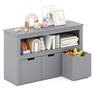 Kid Toy Storage Cabinet Drawer Chest with Wheels and Large Storage Cube Shelf