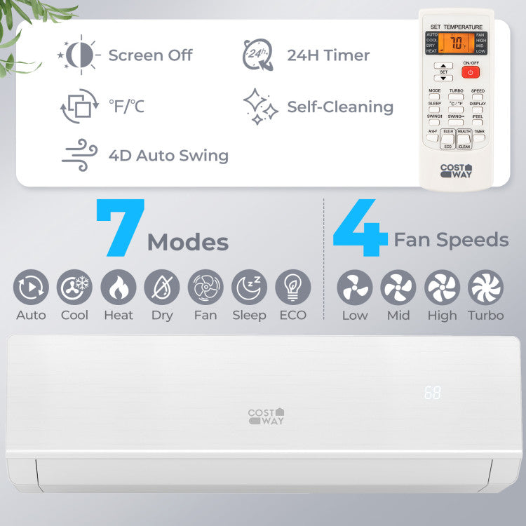 SEERXtreme Series 24000 BTU 25 SEER2 208-230V Mini Split Heat Pump Heating at -13°F WiFi Enabled