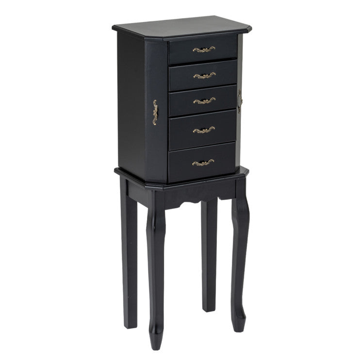 Standing Jewelry Box with 4 Drawers and 2 Side Doors