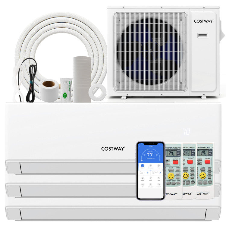 UltrEco Series 24000 BTU 3 Zone 23 SEER2 Mini Split Air Conditioner Wifi Enabled with Heat Pump