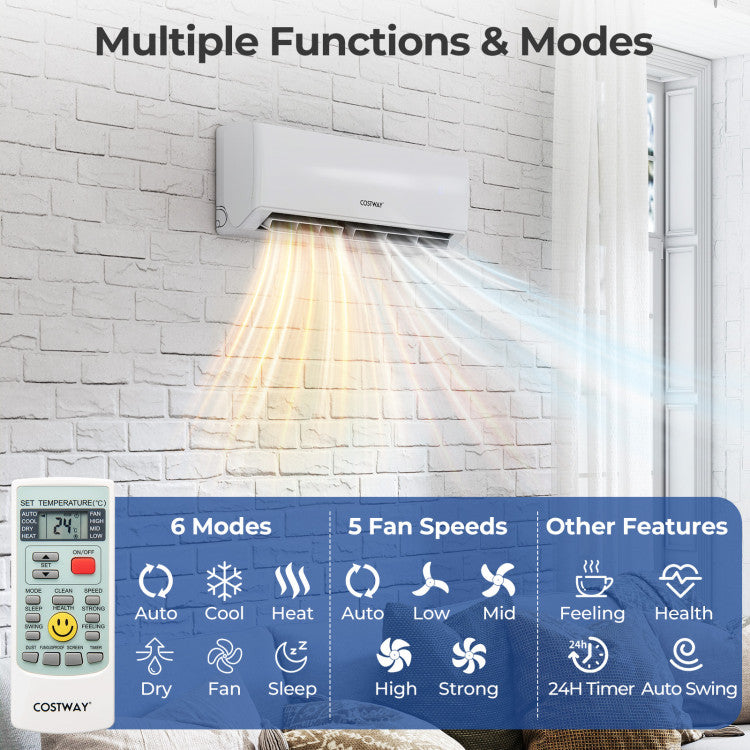 UltrEco Series 24000 BTU 3 Zone 23 SEER2 Mini Split Air Conditioner Wifi Enabled with Heat Pump