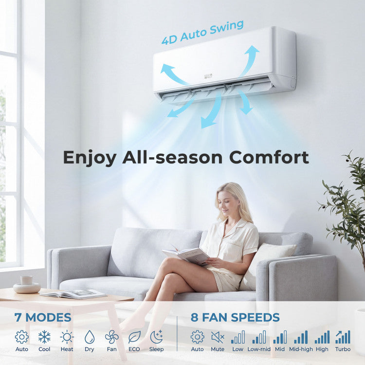 X-Pro 35000 BTU 4 Zone 22.5 SEER2 Mini Split AC with Heat Pump