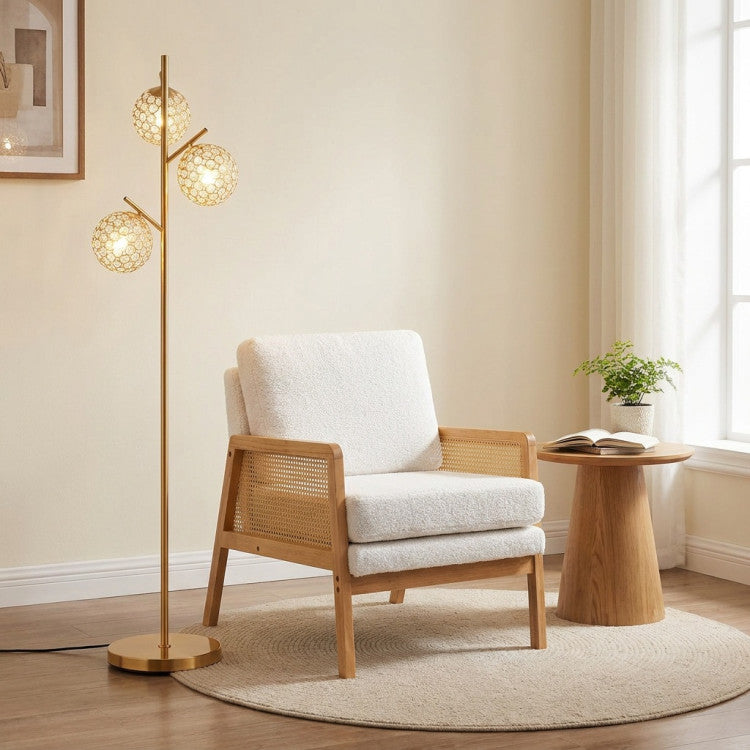 3-Globe Floor Lamp and Mid Century Modern Accent Chair