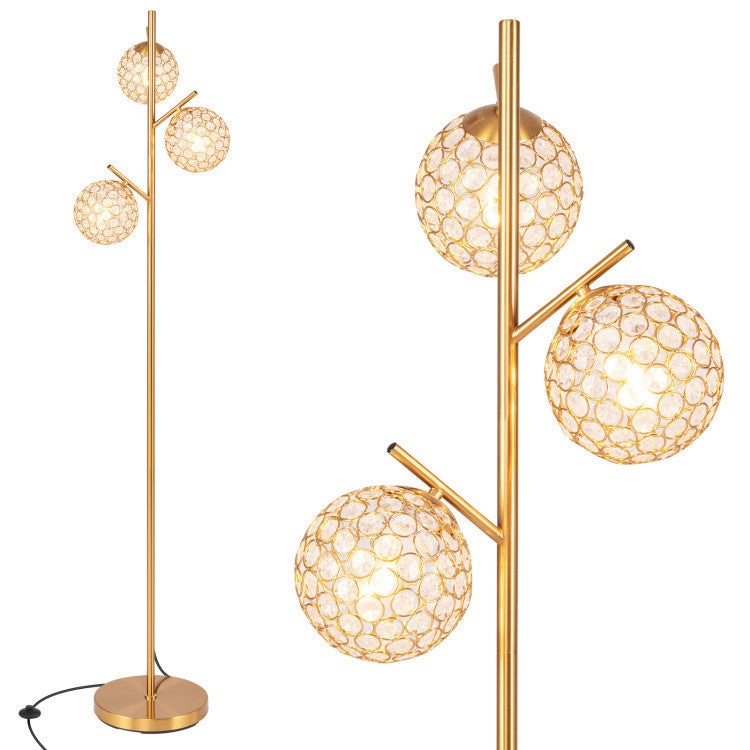 3-Globe Floor Lamp and Mid Century Modern Accent Chair
